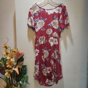 Roxy Medium Scoop Neck Cutout Back Cute Red Sundress